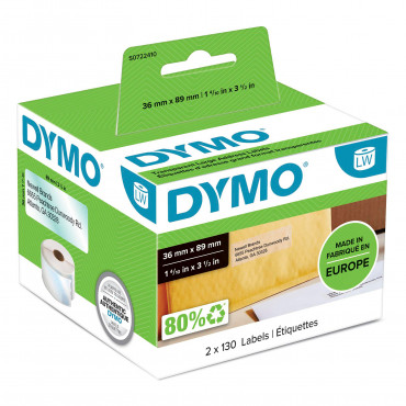 Dymo LabelWriter suuret osoitetarrat 89 x 36 mm kirkas muovi | E. Kylmälä Oy
