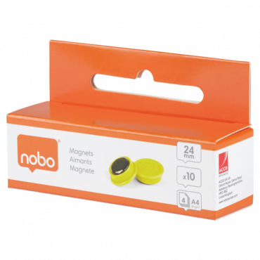 Nobo magneetit 24mm keltainen (10) | E. Kylmälä Oy