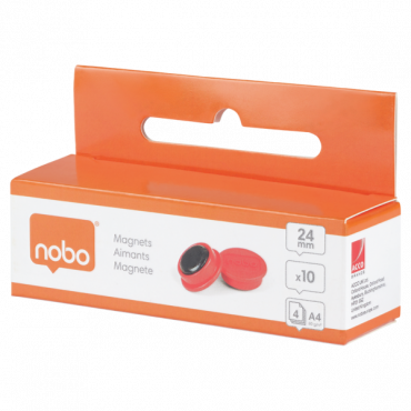 Nobo magneetit 24 mm punainen (10) | E. Kylmälä Oy