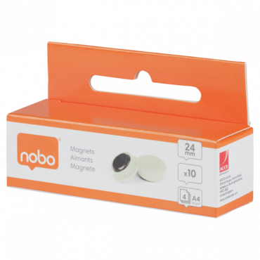 Nobo magneetit 24 mm valkoinen (10) | E. Kylmälä Oy