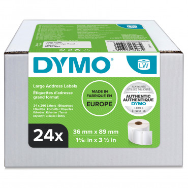 Dymo LabelWriter suuret osoitetarrat 89 x 36 mm multipack (24) | E. Kylmälä Oy