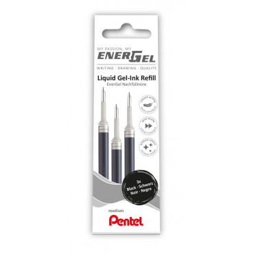 Pentel vaihtosäiliö Energel 0,7 3 kpl musta | E. Kylmälä Oy