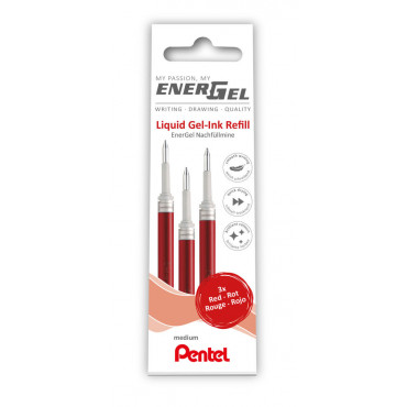 Pentel vaihtosäiliö Energel 0,7 3 kpl punainen | E. Kylmälä Oy