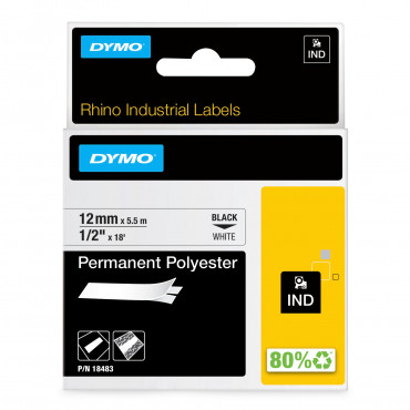 Dymo RP pysyvä polyesteriteippi 12mm valkoinen | E. Kylmälä Oy