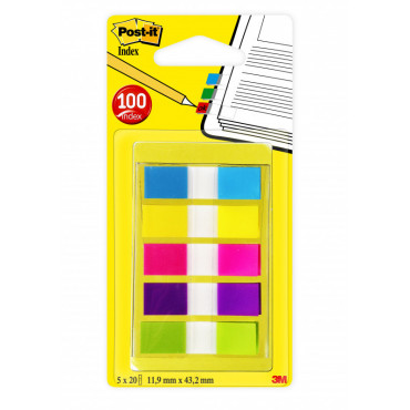 Post-It Index teippimerkki 683-5cb ½-tuumaa leveä 5 väriä 12 x 43 mm | E. Kylmälä Oy