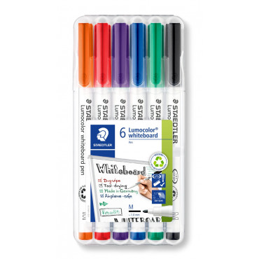 Staedtler Lumocolor valkotaulukynä 1 mm 6-v sarja ohut | E. Kylmälä Oy