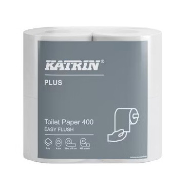 Katrin Plus Wc-paperi 400 EasyFlush valkoinen 82506 | E. Kylmälä Oy