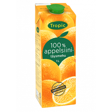 Tropic 100 % Appelsiinitäysmehu 1 L | E. Kylmälä Oy
