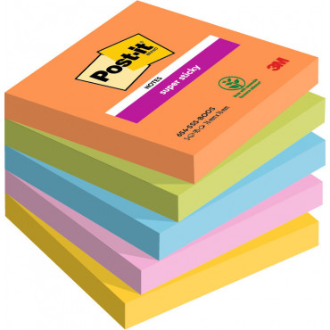 Post-it 654 Super Sticky Boost värilajitelma 76 x 76 mm (5) | E. Kylmälä Oy