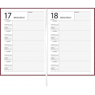 5 vuoden kalenteri, päiväämätön, viininpunainen | E. Kylmälä Oy