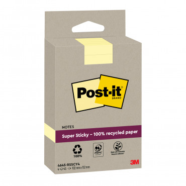 Post-it® Super Sticky ekoviestilappu 102 x 152 mm Canary Yellow (4) | E. Kylmälä Oy
