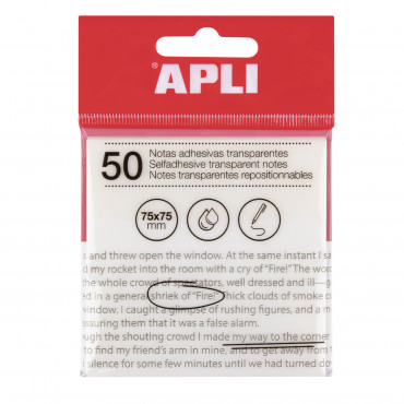 Apli läpinäkyvä viestilappu 75 x 75 mm valkoinen | E. Kylmälä Oy