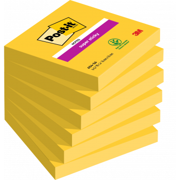 Post-it 654 Super Sticky ultrakeltainen 76 x 76 mm | E. Kylmälä Oy