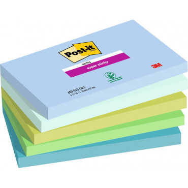 Post-it 655 Super Sticky Oasis värilajitelma 76 x 127 mm (5) | E. Kylmälä Oy