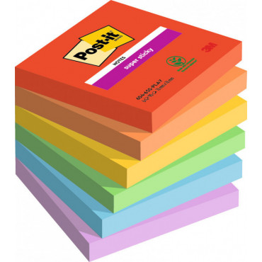 Post-it 654 Super Sticky Playful värilajitelma 76 x 76 mm (6) | E. Kylmälä Oy