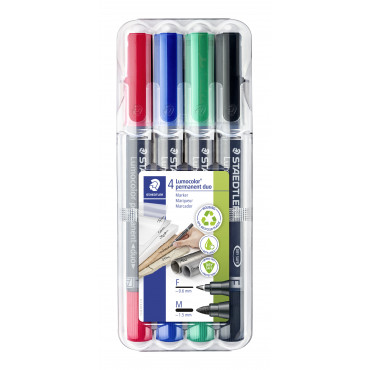 Staedtler Lumocolor 348 DUO huopakynä 4-v sarja 0.6 mm/1.5 mm | E. Kylmälä Oy
