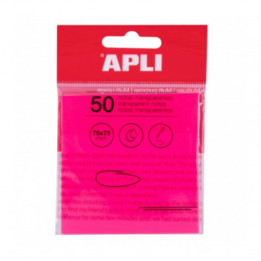 Apli läpinäkyvä viestilappu 75 x 75 mm pinkki | E. Kylmälä Oy