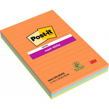 Post-it Super Sticky Boost värilajitelma viivat 101 x 152 mm (3) | E. Kylmälä Oy