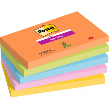 Post-it 655 Super Sticky Boost värilajitelma 76 x 127 mm (5) | E. Kylmälä Oy