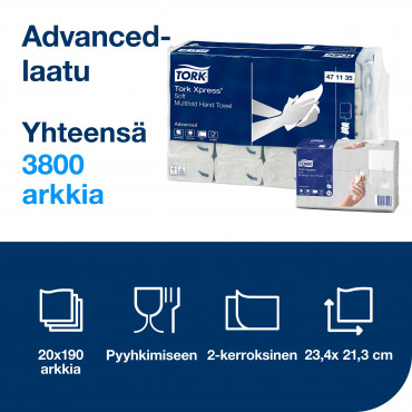 Tork Xpress® Soft Multifold käsipyyhe H2 | E. Kylmälä Oy